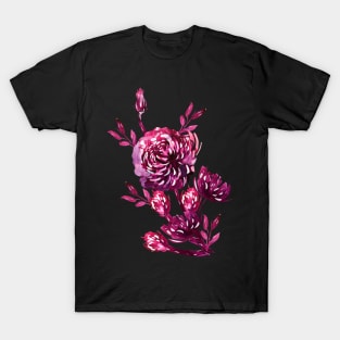 Elegant burgundy dahlias bouquet, watercolor painting T-Shirt